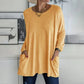 ✨ Nieuwe Collectie 🤍 Casual Dames T-Shirt met Lange Mouwen & Zakken – Comfortabele Pasvorm en Praktische Stijl