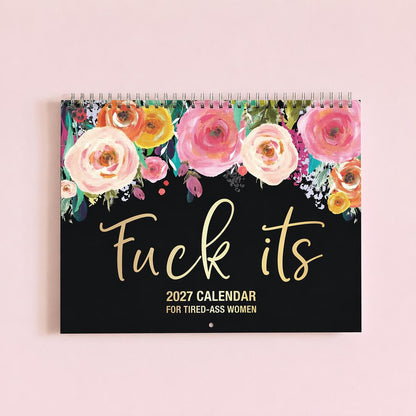 Kalender aan de muur 2027 met grappige scheldwoorden 🌸 bloementhema