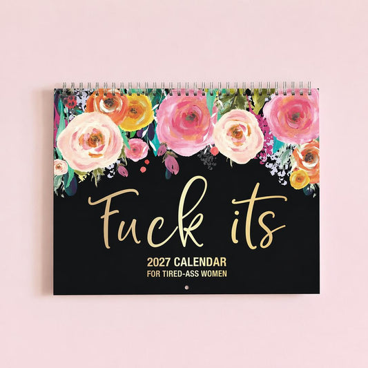 Kalender aan de muur 2027 met grappige scheldwoorden 🌸 bloementhema