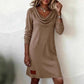 🔥50% KORTING 💕 Dames Gebreide Jurk – Elegante Cowl-Hals & Zacht👗
