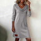🔥50% KORTING 💕 Dames Gebreide Jurk – Elegante Cowl-Hals & Zacht👗