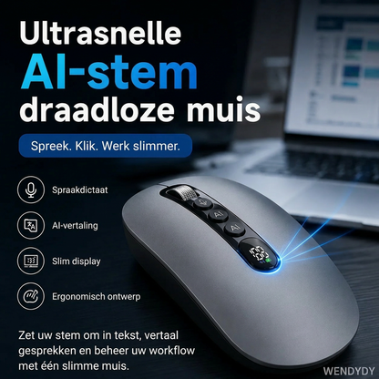 🖱️50% KORTING! 💥 AI Slimme Stem Draadloze Muis – 1600 Woorden/Min, Vertaalcentrum, Ergonomisch ✨