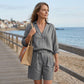 💥 Knallende Deal -50% 💃 Zomer 2-delige Set | V-hals & High Waist Shorts | Comfortabele & Flatterende Pasvorm 👗✨