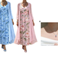 🔥LIMITED AANBIEDING✨ Elegante Bloemenprint Jurkset 2-delig, Zacht & Ademend, Plus Size Beschikbaar🌷