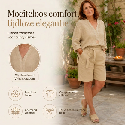 💥 Knallende Deal -50% 💃 Zomer 2-delige Set | V-hals & High Waist Shorts | Comfortabele & Flatterende Pasvorm 👗✨