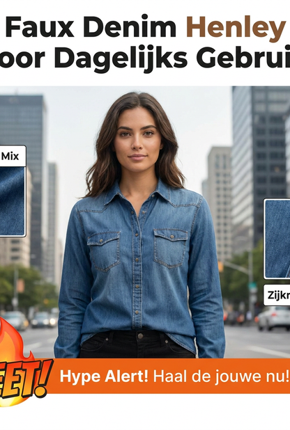 💥⏰TIJDELIJK KORTING 50%👖Dames Kwalitatieve mengstof Denim Tuniek✨V-hals los passend voor dagelijks dragen