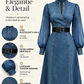 50% KORTING💙Denim Midi Jurk Chiffon Mouwen, Figuurvriendelijk & Ademend👗