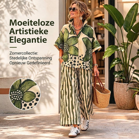 ⏳TIJDELIJKE PRIJS! 🌿 Dames tweedelige set met printtop en broek