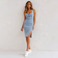 💥 49% Korting ✨ Dames Denim Cami Jurk 👗 U-Hals, Verstelbare Bandjes & Elegante Bodycon Pasvorm