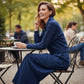 ✈️Gratis levering!💖🧥Dames krijtstreep 2-delige set met ritstop & wijde geplooide broek