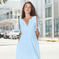 💃 Elegante effen jurk met V-hals & uitgesneden details – tijdloos en stijlvol