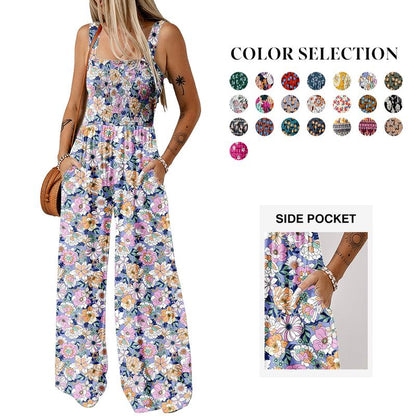 🔥Casual printjumpsuit voor dames | Comfortabele, wijde pijpen en dunne bandjes🌼