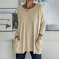 ✨ Nieuwe Collectie 🤍 Casual Dames T-Shirt met Lange Mouwen & Zakken – Comfortabele Pasvorm en Praktische Stijl