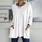 ✨ Nieuwe Collectie 🤍 Casual Dames T-Shirt met Lange Mouwen & Zakken – Comfortabele Pasvorm en Praktische Stijl