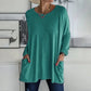 ✨ Nieuwe Collectie 🤍 Casual Dames T-Shirt met Lange Mouwen & Zakken – Comfortabele Pasvorm en Praktische Stijl