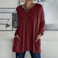 ✨ Nieuwe Collectie 🤍 Casual Dames T-Shirt met Lange Mouwen & Zakken – Comfortabele Pasvorm en Praktische Stijl