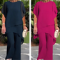 ✨ 50% KORTING – Charmante Set met Onregelmatige Top 👗 Elegante Wijde Broekset – Comfortabel & Perfect voor Lente