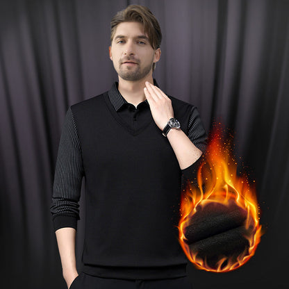 🔥 50% KORTING ✨ Gebreide Heren Trui met Overhemdkraag 🧥 warme voering, stijlvolle laagjeslook & comfortabel draaggevoel ✨