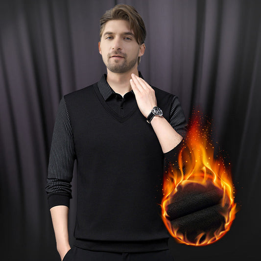 🔥 50% KORTING ✨ Gebreide Heren Trui met Overhemdkraag 🧥 warme voering, stijlvolle laagjeslook & comfortabel draaggevoel ✨