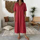⏰TIJDELIJK KORTING👗🌿Linnenmix midi shirtjurk V-hals losse pasvorm voor warme dagen