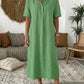 ⏰TIJDELIJK KORTING👗🌿Linnenmix midi shirtjurk V-hals losse pasvorm voor warme dagen