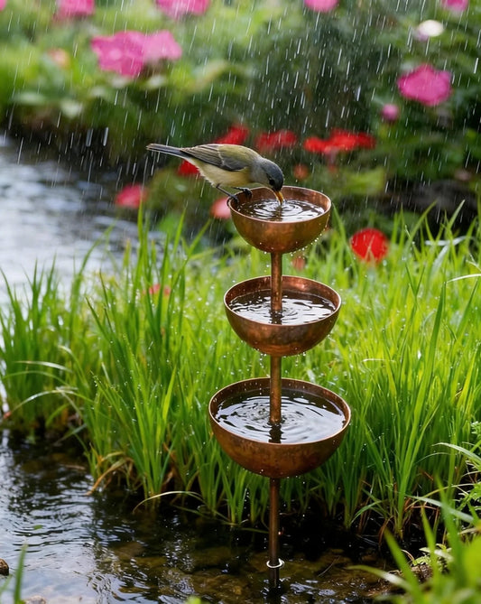 🔥50K+ VERKOCHT | KORTING TOT DE HELFT 💧 Regenopvang tuinpaal metaal, cascade schaaltjes🐦