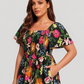 ⏰Zomeruitverkoop 50% KORTING 💃Gebloemde midi-jurk met gesmockte vierkante hals en zakken