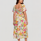 ⏰Zomeruitverkoop 50% KORTING 💃Gebloemde midi-jurk met gesmockte vierkante hals en zakken