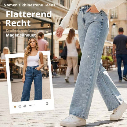 ✨ Elke Stap Straalt-Modieuze jeans voor dames met strassversiering