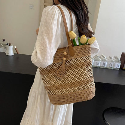 👜 Nieuwe geweven damestas met één schouderriem 🌸 De perfecte accessoire voor een strandvakantie 🏖️🏝️