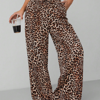 🔥Korting 50% Dames Luipaardprint Wijde Broek Comfortabel Slank Passend