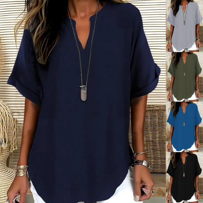 💝2026Nieuwe artikelen Speciale aanbieding Losvallende damesblouse met korte mouwen Comfortabel en veelzijdig