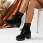 🔥 Gratis verzending ✨ Dames Enkellaarsjes met Dikke Hak & Kant 👢 Elegante Uitstraling, Comfortabele Pasvorm & Tijdloze Stijl