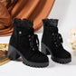 🔥 Gratis verzending ✨ Dames Enkellaarsjes met Dikke Hak & Kant 👢 Elegante Uitstraling, Comfortabele Pasvorm & Tijdloze Stijl