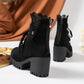 🔥 Gratis verzending ✨ Dames Enkellaarsjes met Dikke Hak & Kant 👢 Elegante Uitstraling, Comfortabele Pasvorm & Tijdloze Stijl