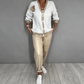 ✈️ Tijdelijke aanbieding met gratis levering — Driedelige set voor dames bestaande uit een casual top met V-hals en een broek met hoge taille