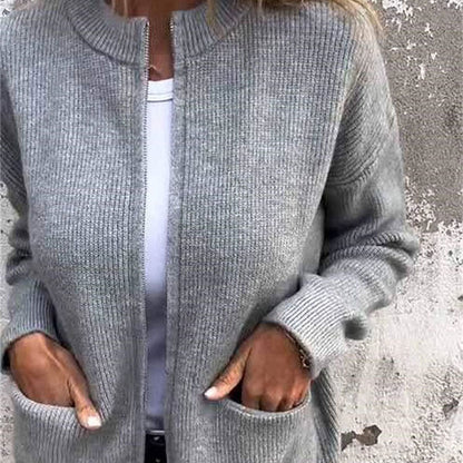 📣57% korting 🔥Zachte & warme gebreide damesjas met rits – pluist niet🧥