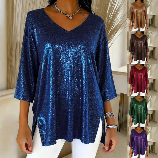 ✨Upgrade je Look met de Glitter V-Hals Top! 50% Korting!✨