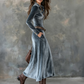 🛒Vandaag gratis verzending.✨ Luxe Fluwelen Maxi-Jurk voor Dames – Elegant en Comfortabel! 💃