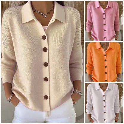 📢📢57% korting!!!✨Casual gebreid shirt met knopen voor dames