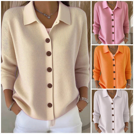 📢📢57% korting!!!✨Casual gebreid shirt met knopen voor dames