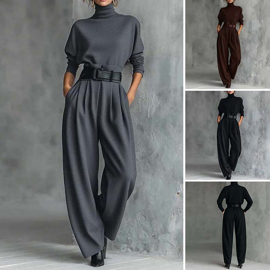 ✈️Gratis levering!Elegante Damesset: Coltrui Top & Hoge Taille Broek😎