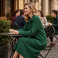 Women's Lapel-Collar Button-Up Knit Midi Dress