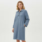 Women's Lapel-Collar Button-Up Knit Midi Dress