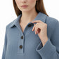 Women's Lapel-Collar Button-Up Knit Midi Dress