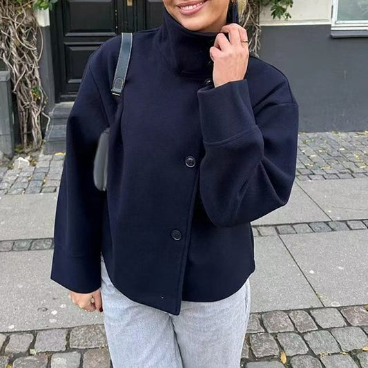 ✈️Nieuw binnen met gratis levering!🧥Nieuw binnen!Damesjas met opstaande kraag, enkelrijks en kort model