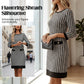🏆 Hot Sale - 57% KORTING ✨Dames Midi-Jurk met Pied-de-Poule Print, ¾-Mouwen & Elegante Knopen 👗