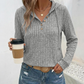🔥 60% KORTING! Dames Hoodie met V-hals & Knoopjes – Superzacht, Slank Effect & Dagelijks Comfort 💖