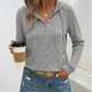 🔥 60% KORTING! Dames Hoodie met V-hals & Knoopjes – Superzacht, Slank Effect & Dagelijks Comfort 💖