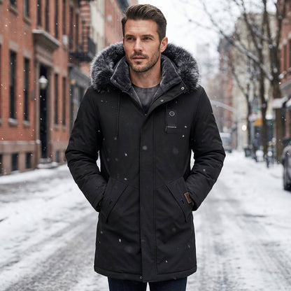 🎁2026 Nieuw binnen 50% KORTING💥NieuwWinddichte thermische parka met capuchon voor heren, halflang